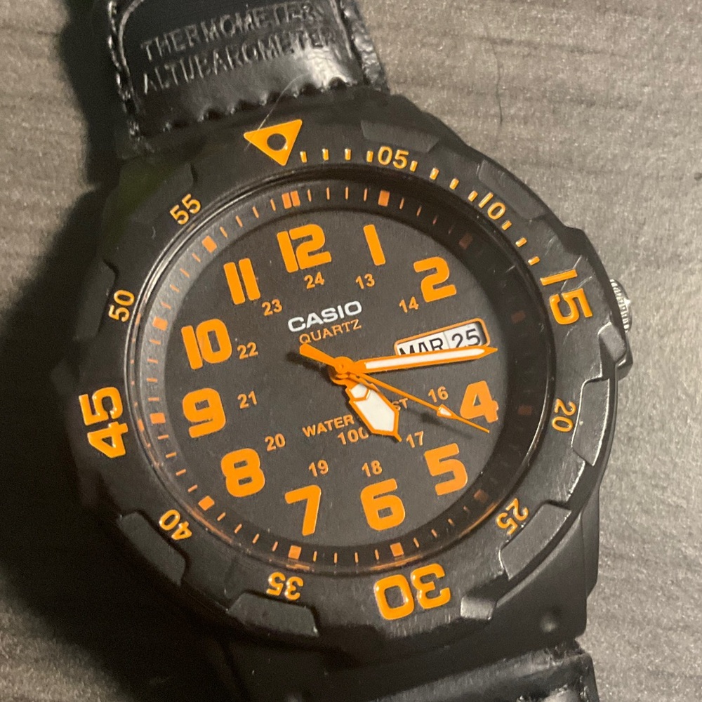 Casio Black and Orange Analog Watch